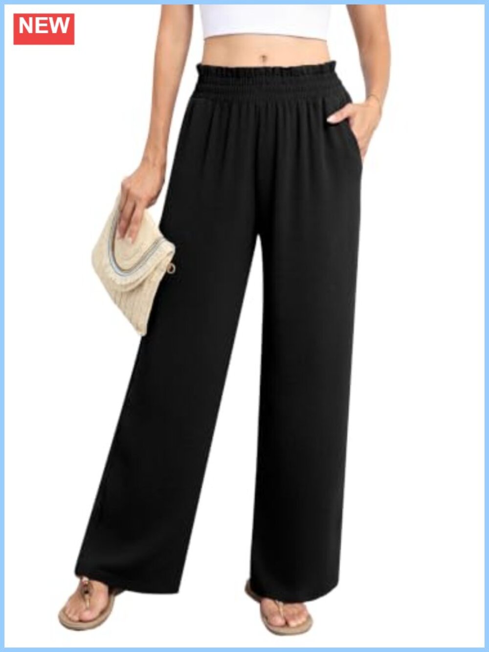 High Waisted Wide Leg Palazzo Lounge Pants with Pockets